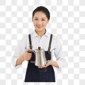 女服务员手拿咖啡壶图片