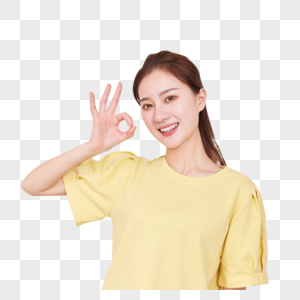 ok,居家女性甜美ok手势形象素材
