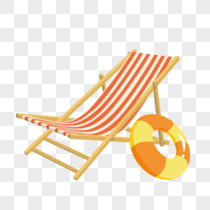 夏日沙滩椅游泳圈卡通元素图片