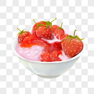 夏季红梅酱草莓冰淇淋图片