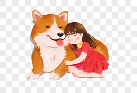 抱着狗的女孩图片素材