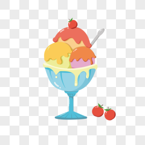 夏日冰淇淋球卡通元素图片