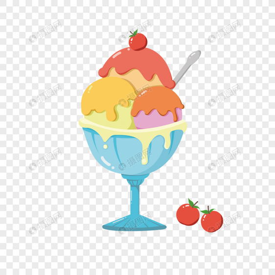 夏日冰淇淋球卡通元素图片
