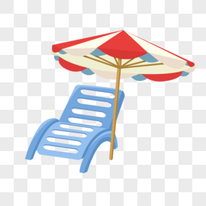 夏天沙滩椅遮阳伞卡通元素图片
