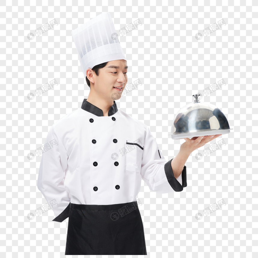 男性厨师手捧菜品图片
