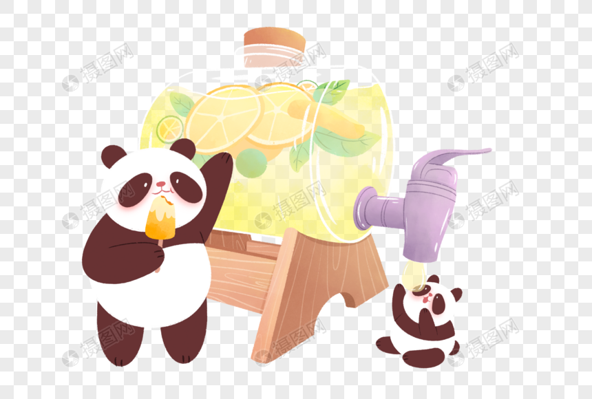 吃冷饮的熊猫图片