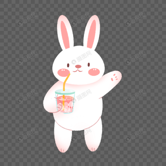 喝冷饮的兔子图片