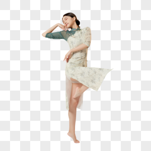 古典东方传统旗袍美女舞者图片