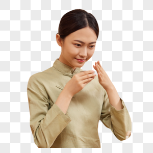 茶道茶艺美女沏茶闻茶香图片