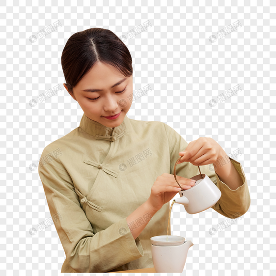 茶道茶艺美女倒茶水图片