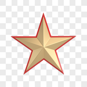 建军节红金立体五角星图片素材