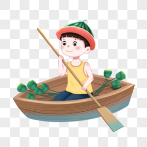 划船的小孩图片