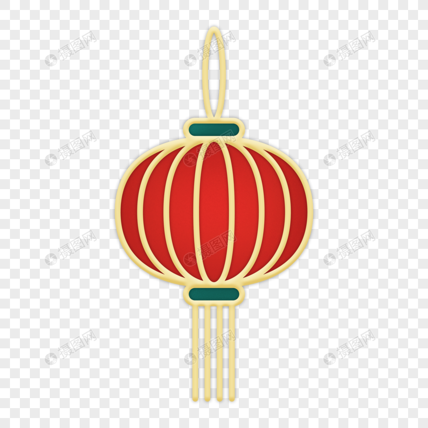 国潮金边国风灯笼元素素材下载-正版素材401947921-摄图网