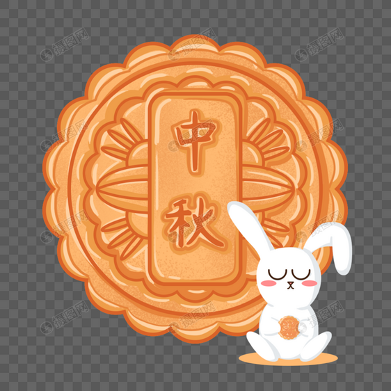 中秋节月饼与兔子图片