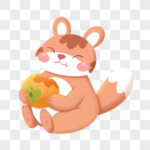 吃柿子的松鼠图片