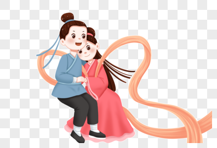 古装爱情牛郎织女相会素材