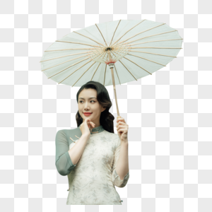 撑着伞穿着旗袍的美女图片