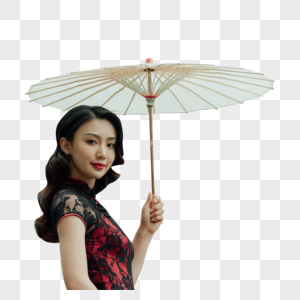 打着伞的旗袍美女图片