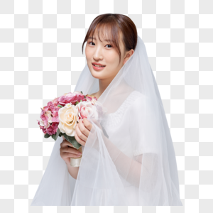 韩系新娘手拿捧花形象图片