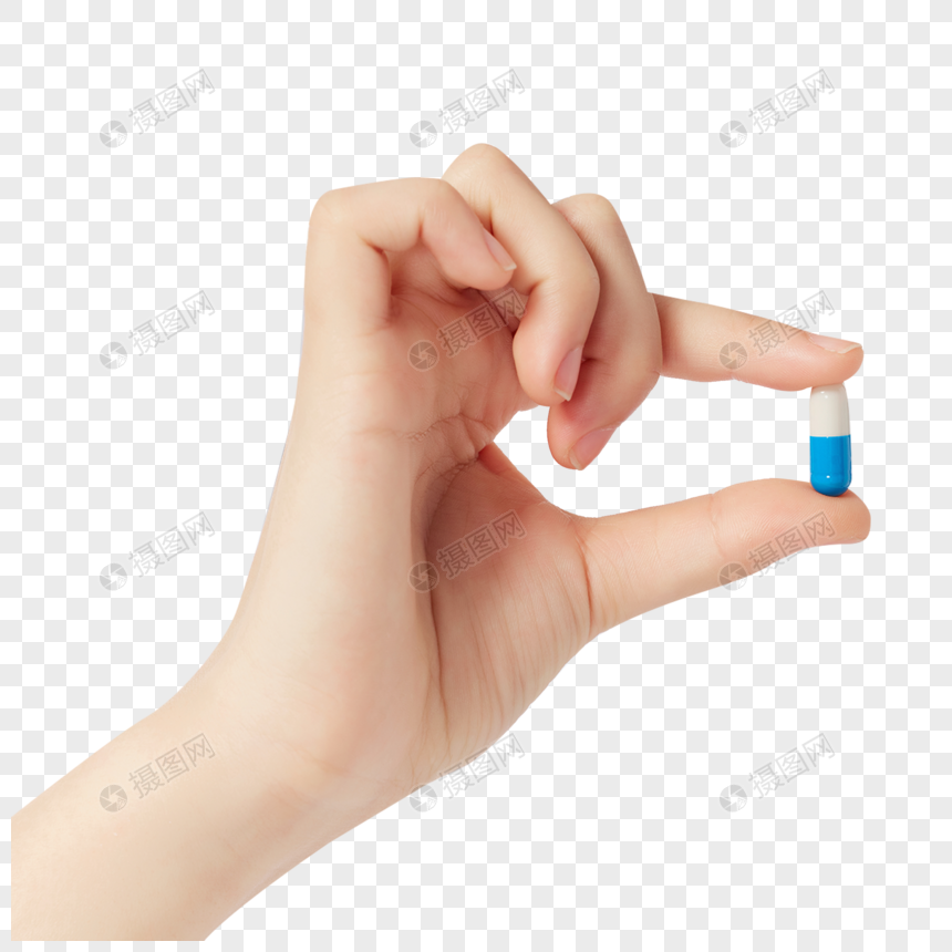 手拿药丸局部特写