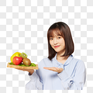 青年美女营养师推荐水果高清图片
