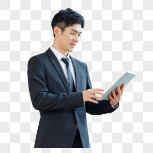 职场男性白领商务人士看平板电脑图片
