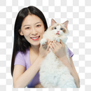 美女主人与宠物猫咪图片