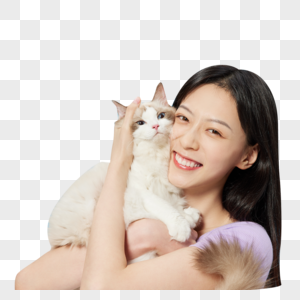 美女主人与宠物猫咪图片