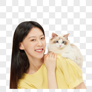 美女主人与宠物猫咪图片