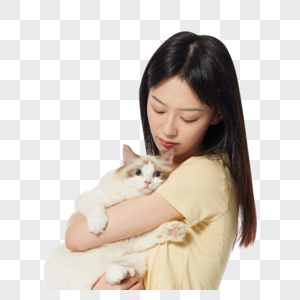 美女主人与宠物猫咪图片