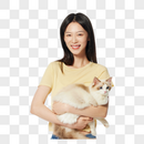 美女主人与宠物猫咪图片