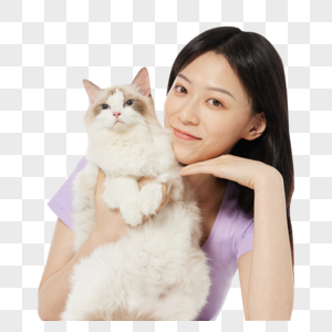 美女主人与宠物猫咪图片