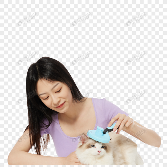 美女主人与宠物猫咪图片