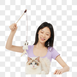 美女主人与宠物猫咪图片