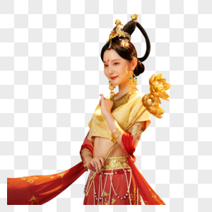 敦煌美女手捧金色莲花图片