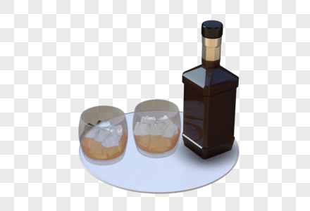 酒杯酒瓶3d模型图片