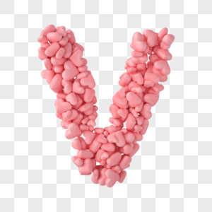 七夕节创意心形字母v图片素材