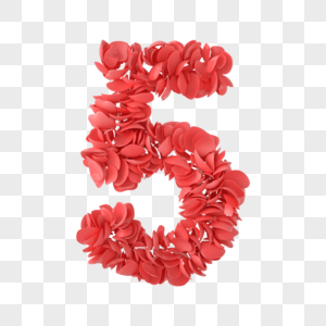 桃花瓣七夕节创意花瓣数字5素材