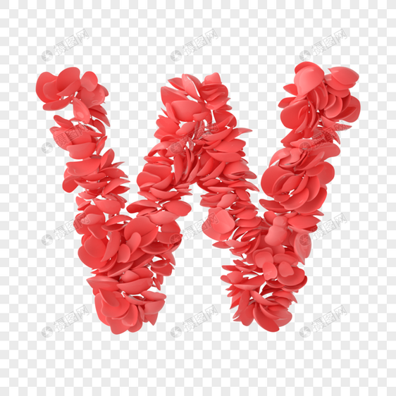 七夕节创意花瓣字母W图片