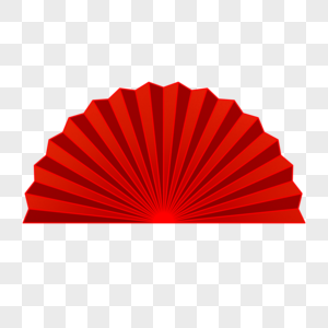 红色国潮风折扇装饰图片