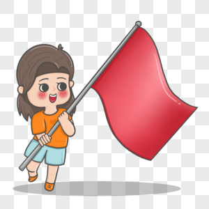 国庆节举旗子的小女孩图片