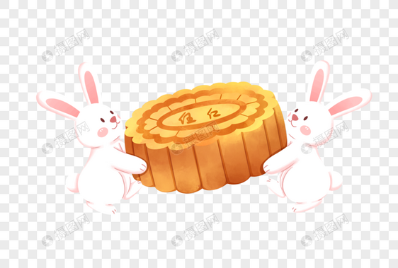 搬月饼的兔兔图片