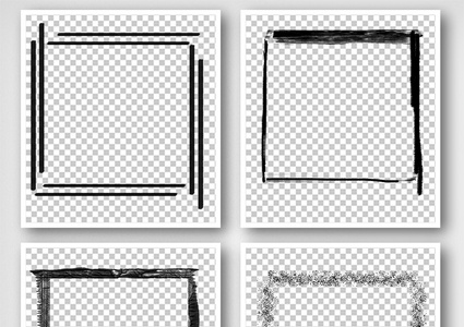 原创简约手绘黑色边框PNG免抠图素材高清图片
