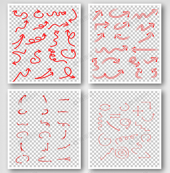 简笔画箭头可商用元素PSD图片