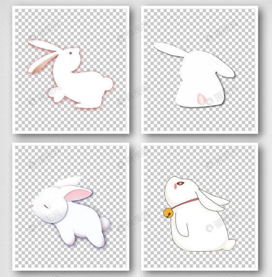 中秋节小清新兔子卡通背景元素图片