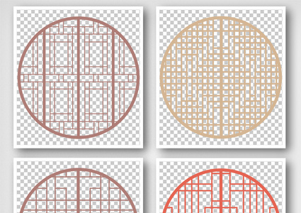 中式传统图案雕花中国风窗吉祥纹民族图腾纹样设计素材高清图片