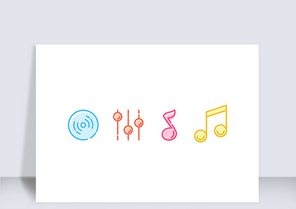 线性彩色音乐icon原创插画元素高清图片