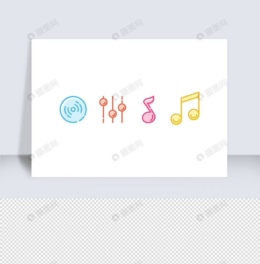 线性彩色音乐icon原创插画元素图片