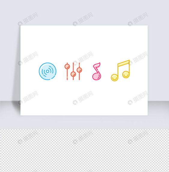 线性彩色音乐icon原创插画元素图片