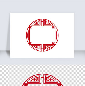 中式红色圆形边框矢量元素（五）图片